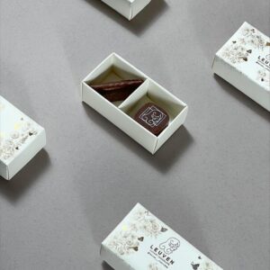 Distributions containing two pieces of premium Swiss chocolate