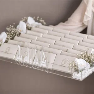 Acrylic favor tray decorated with artificial roses